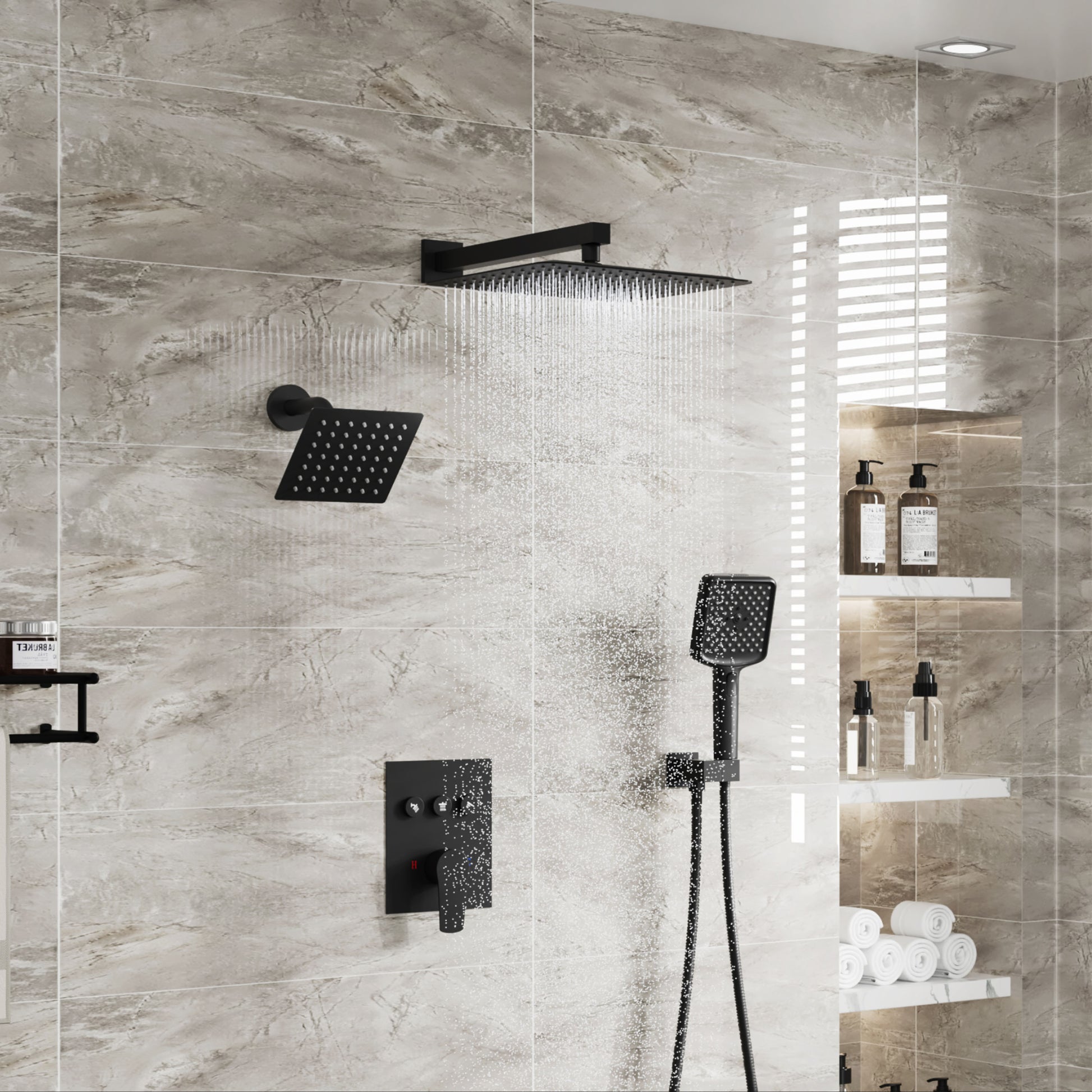 12-inch Dual Shower System with 4-Function Handheld Shower