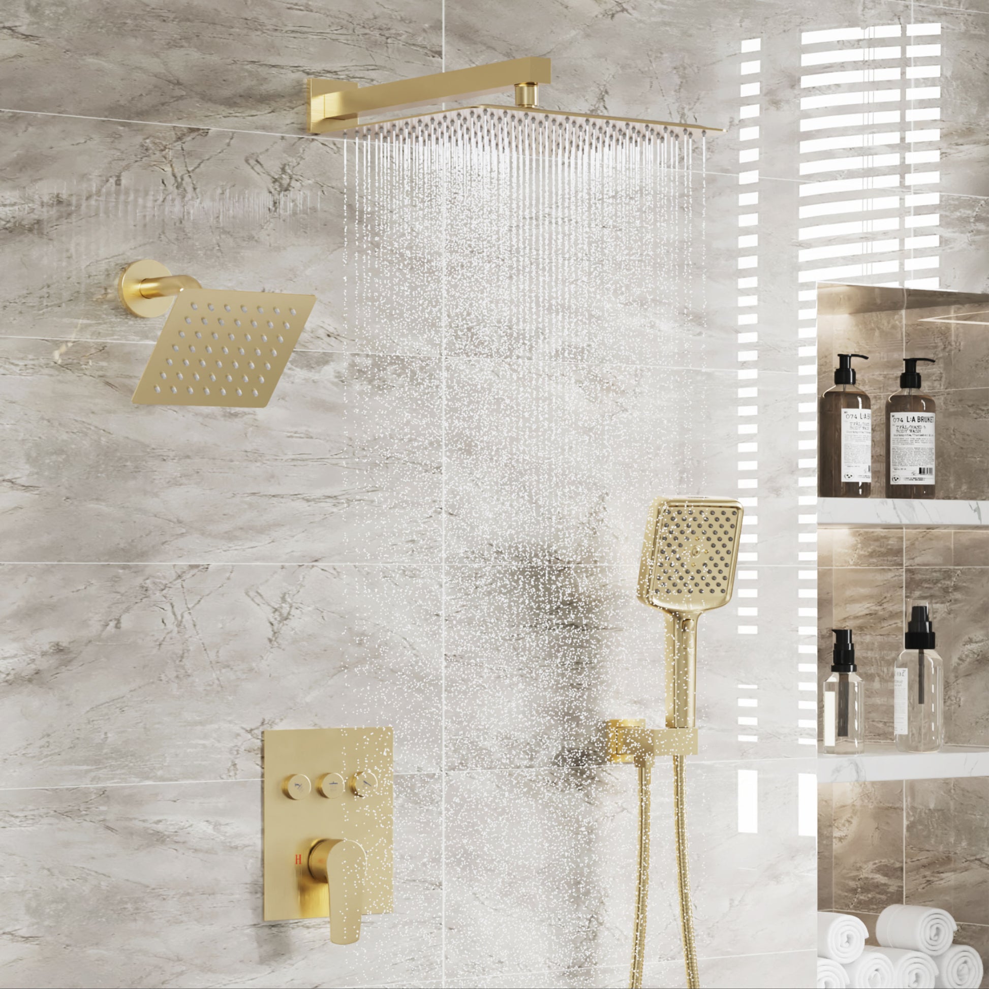 12-inch Dual Shower System with 4-Function Handheld Shower