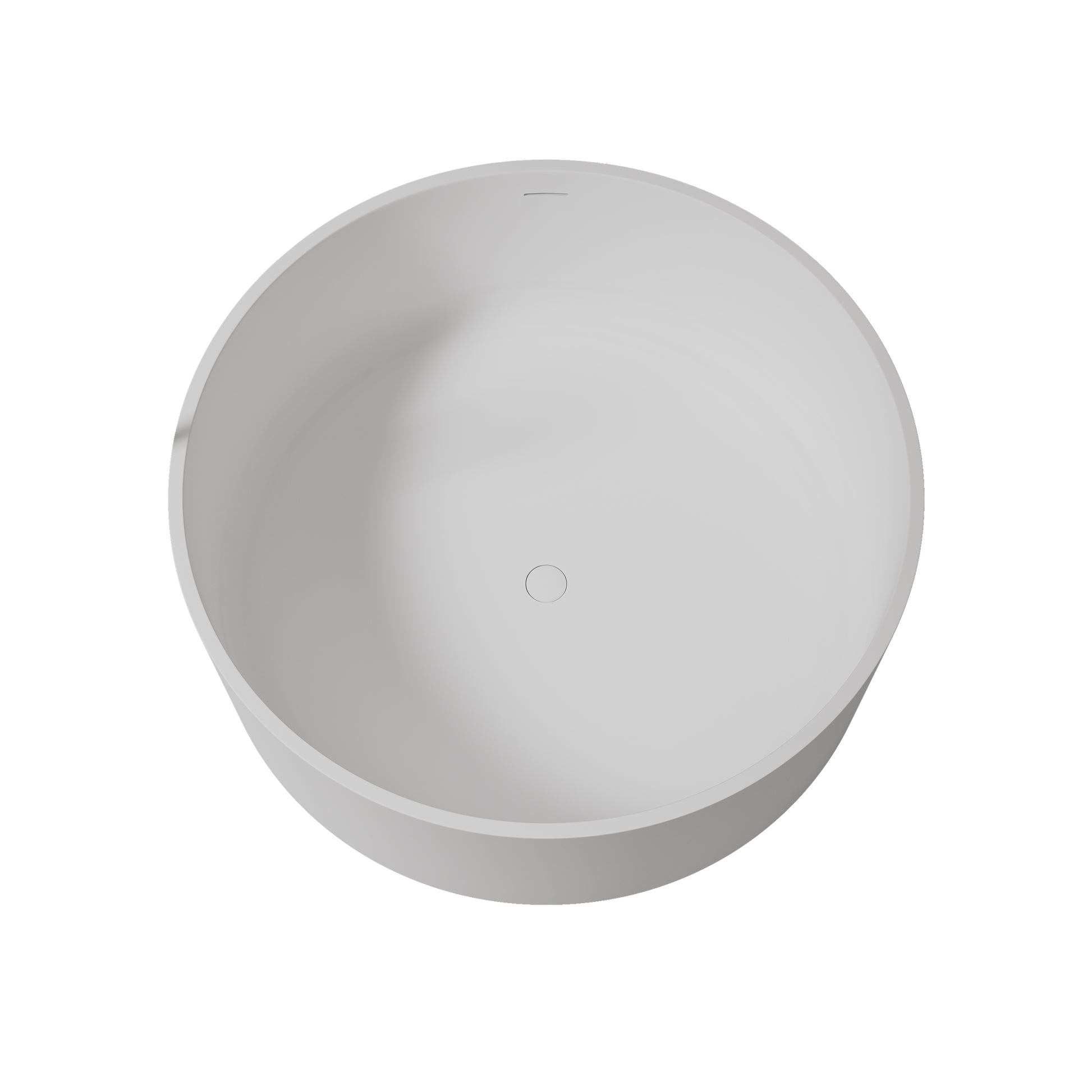 49" Scandinavian Round Solid Surface Freestanding Bathtub, Matte White