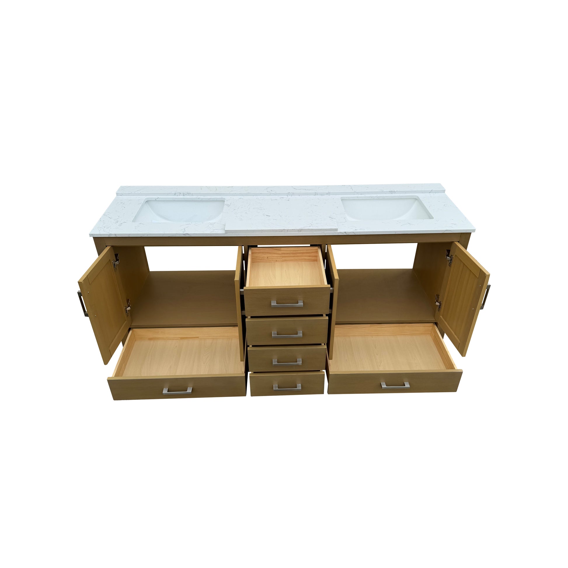 42"/55"/60"/72"/84" Warm Oak Freestanding Bathroom Vanity with Solid Wood Construction