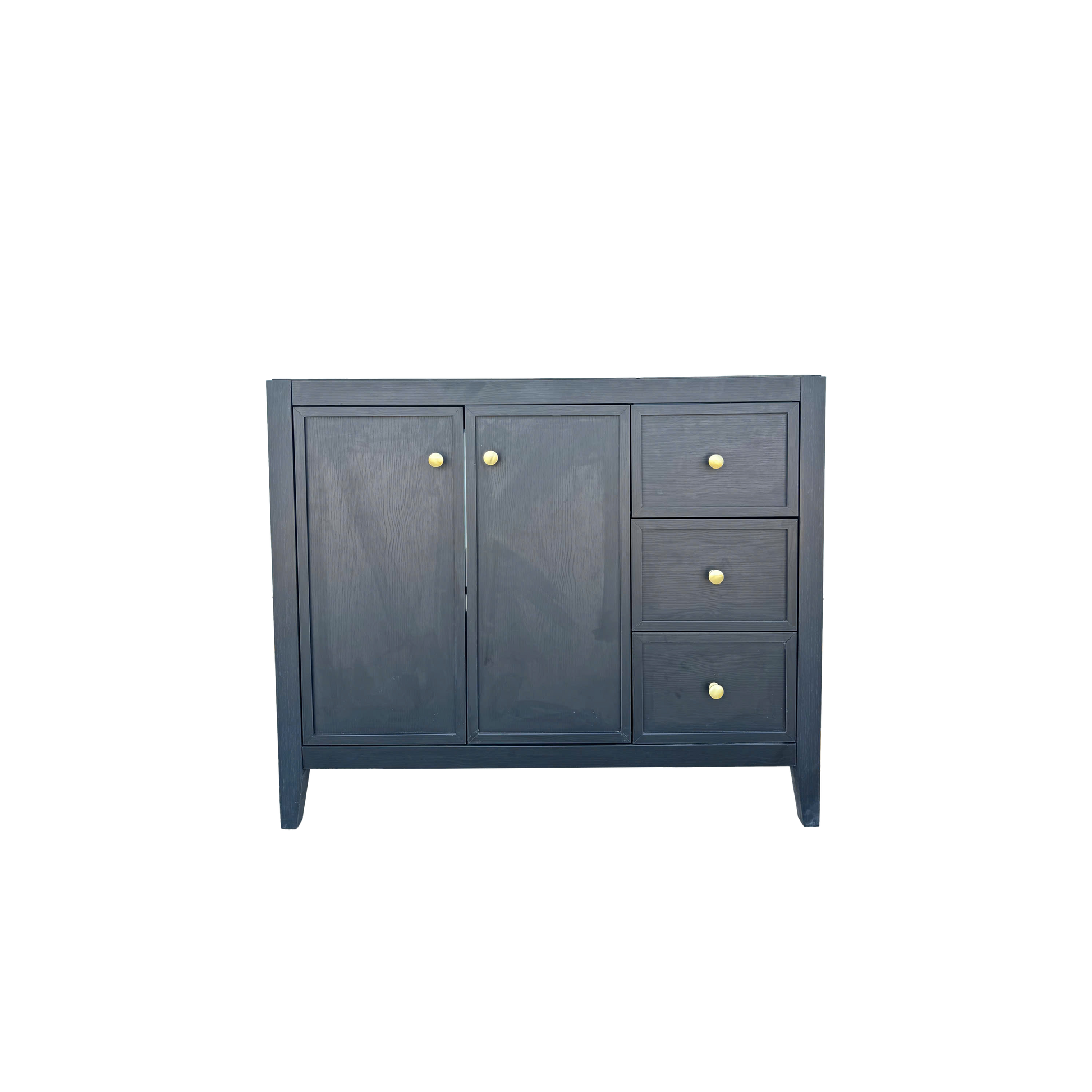 42" Matte Black Bathroom Vanity with Single Sink & Marble Top