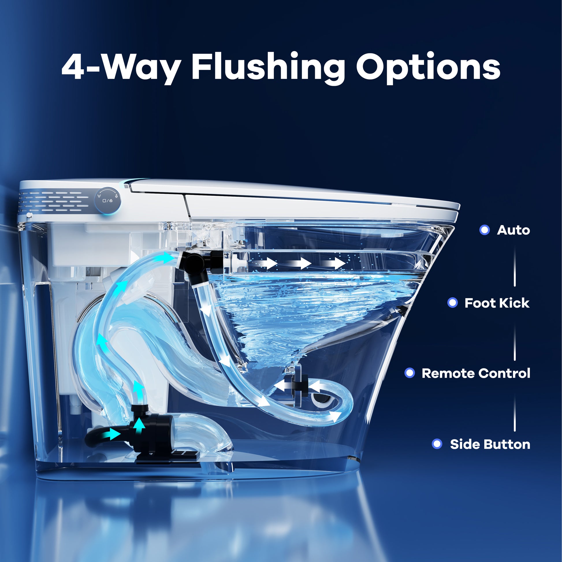 Mordern One-piece Elongated Smart Bidet Toilet with Digital Display, Auto Lid, Heated Seat & Dual Flush
