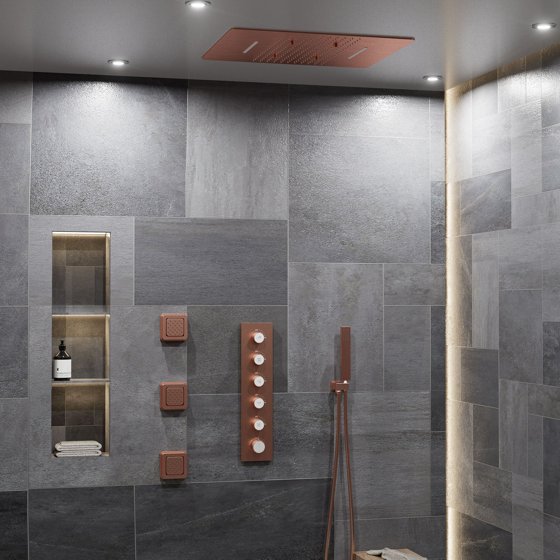 20*24'' Rectangle Shower System With 4 Sprays Modes & 3 Body Jets