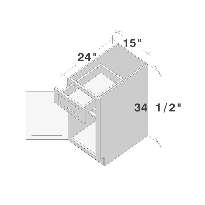 White Shaker RTA 15"W x 24"D x 34.5"H Base Cabinet with 1 Drawer and 1 Door