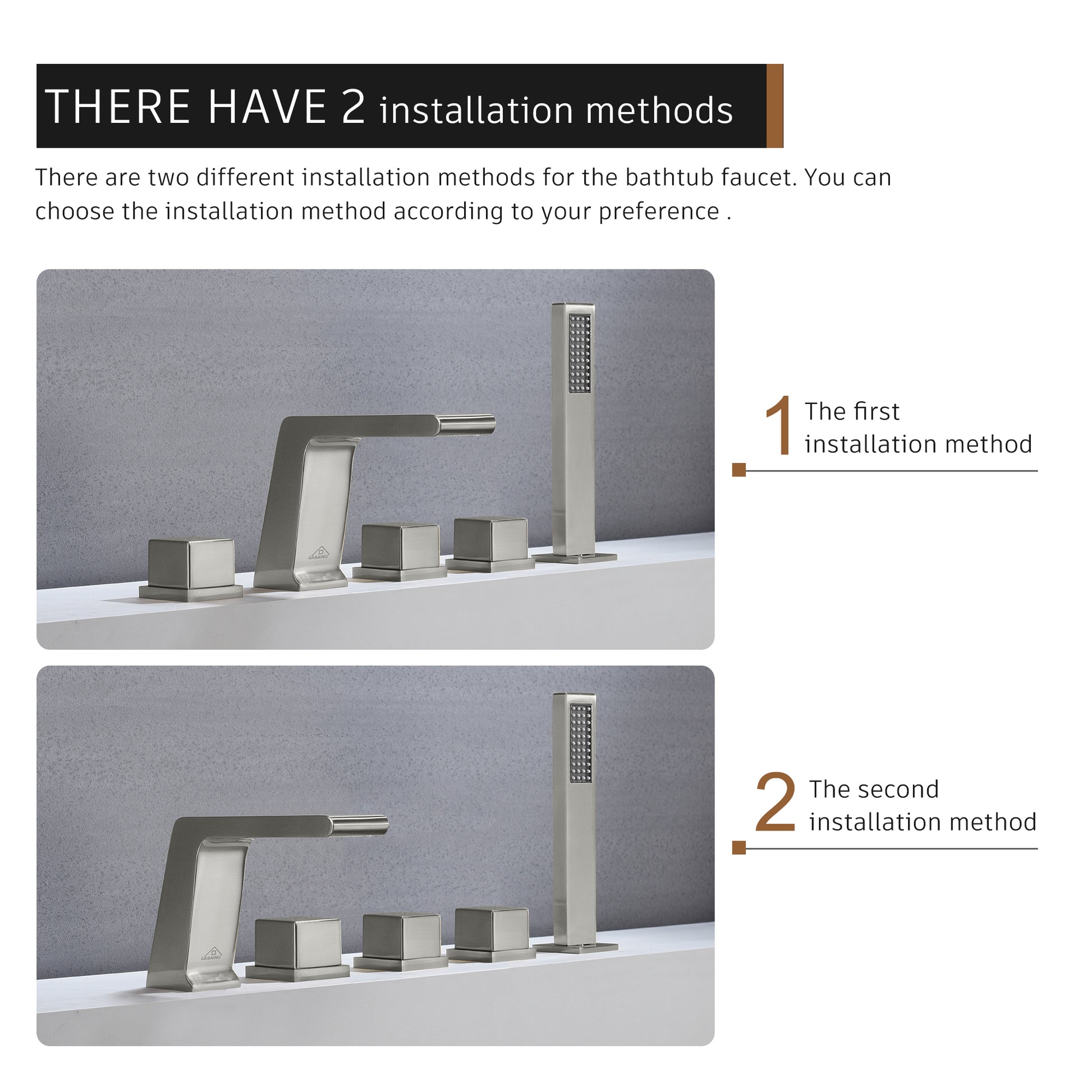 CASAINC Hot Sale 5 hole Bathtub Faucet With Handheld Shower Head