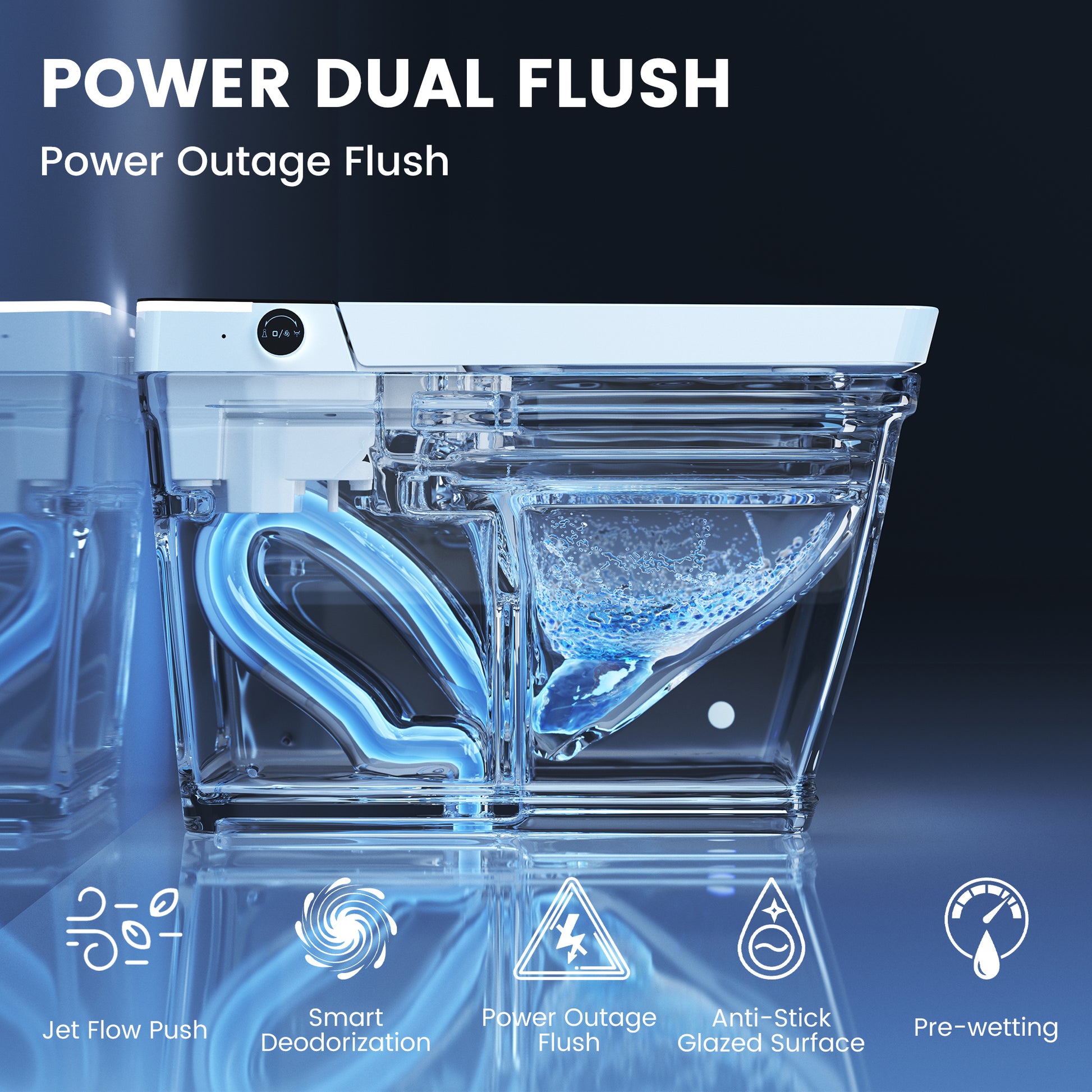 White Elongated Smart Bidet Toilet with UV Sterilization and Remote Control