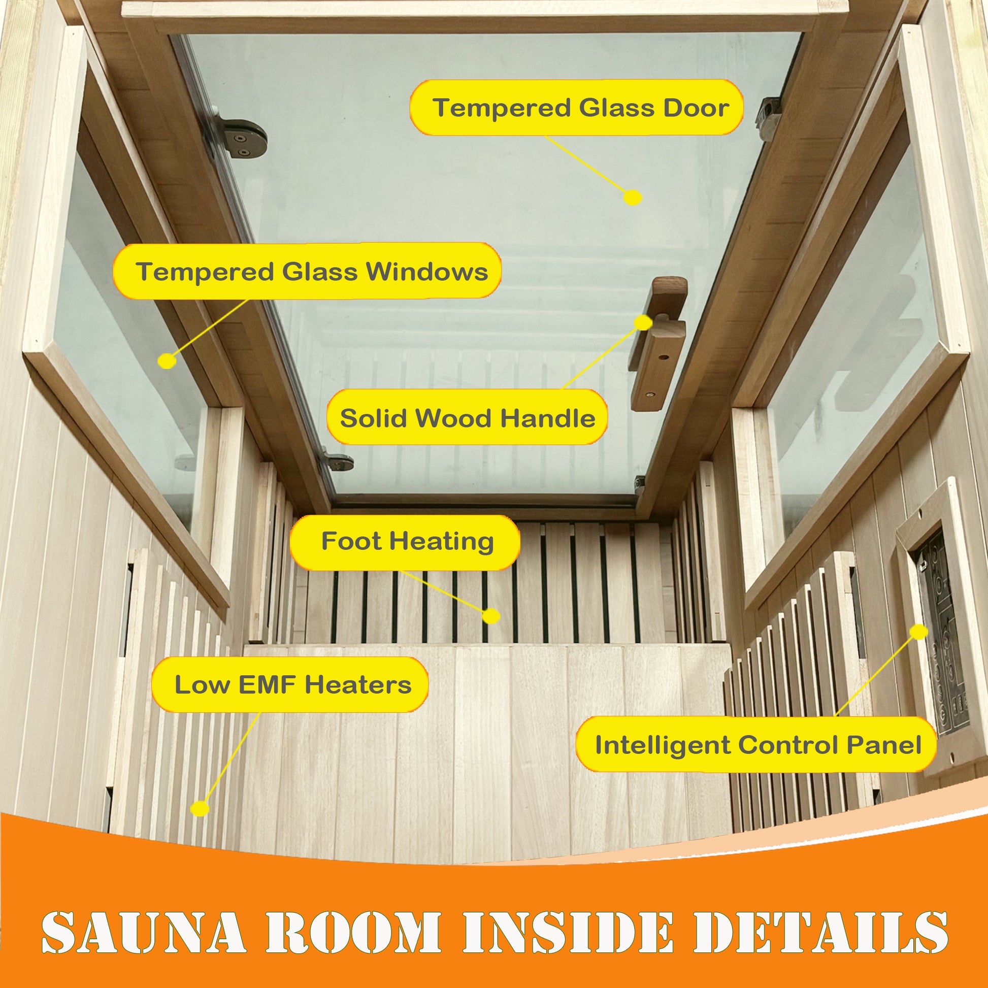 1 person far infrared sauna room With Color Terapy Light and Low EMF Heating Panel