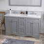 CASAINC 60 x 22 x 35.4 in. Solid Wood Bath Vanity with Marble Top and Backsplash in Gray/White (No/With Mirror)