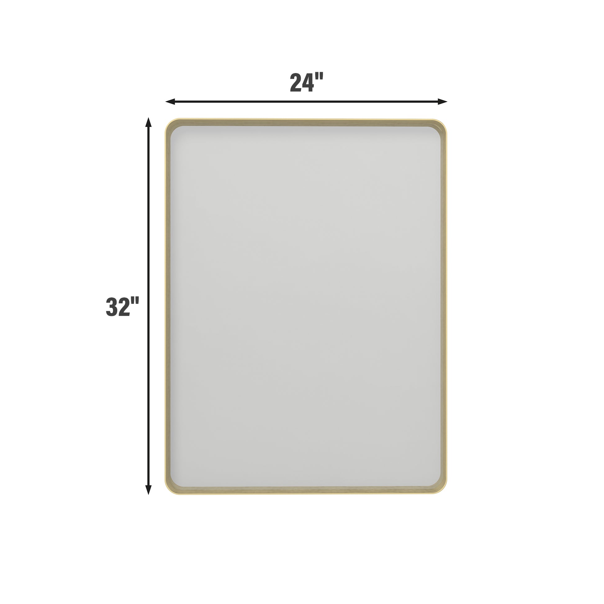 Tempered Glass Wall-Mounted Mirror with Gold Metal Frame