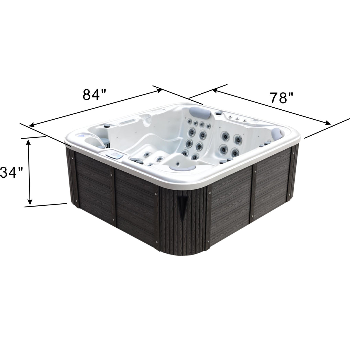 84" × 78" Outdoor Hot Tub Spa with 52 Jets & Triple 3HP Pumps