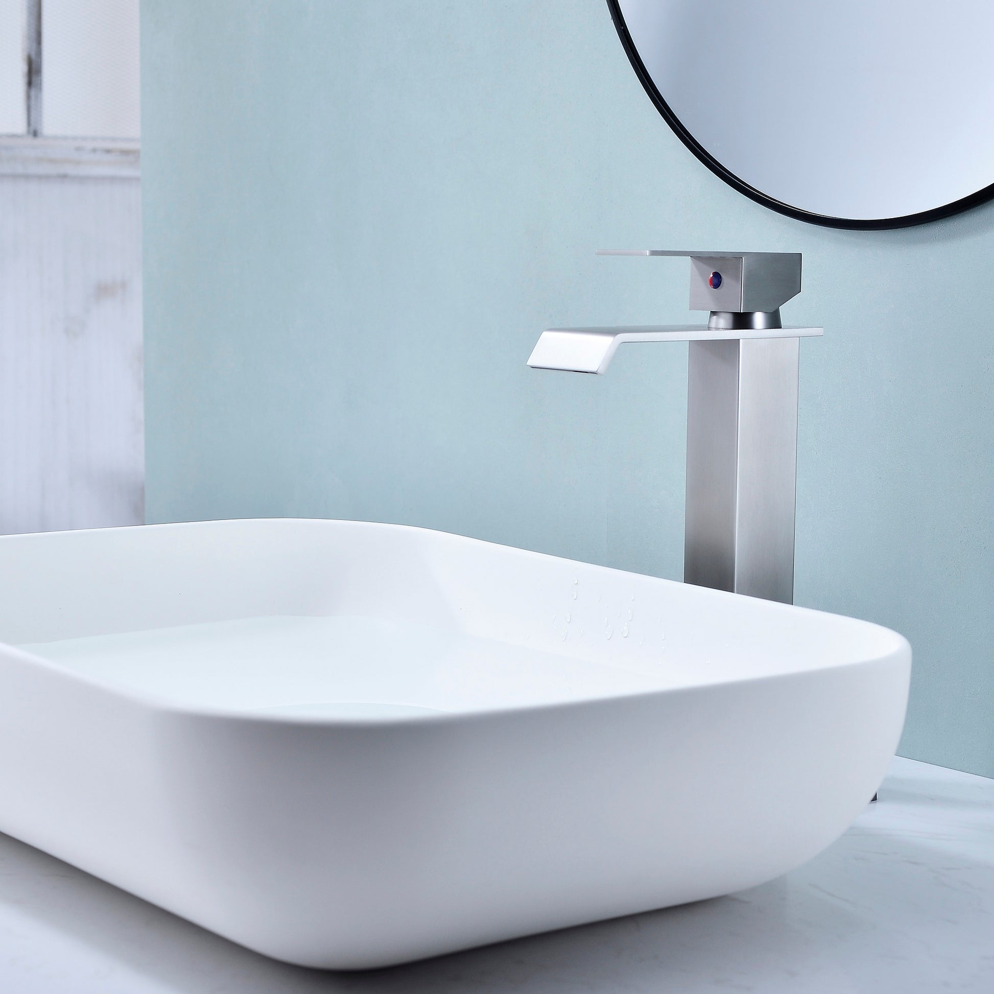 Waterfall Spout Bathroom Faucet,Single Handle Bathroom Vanity Sink Faucet-CASAINC