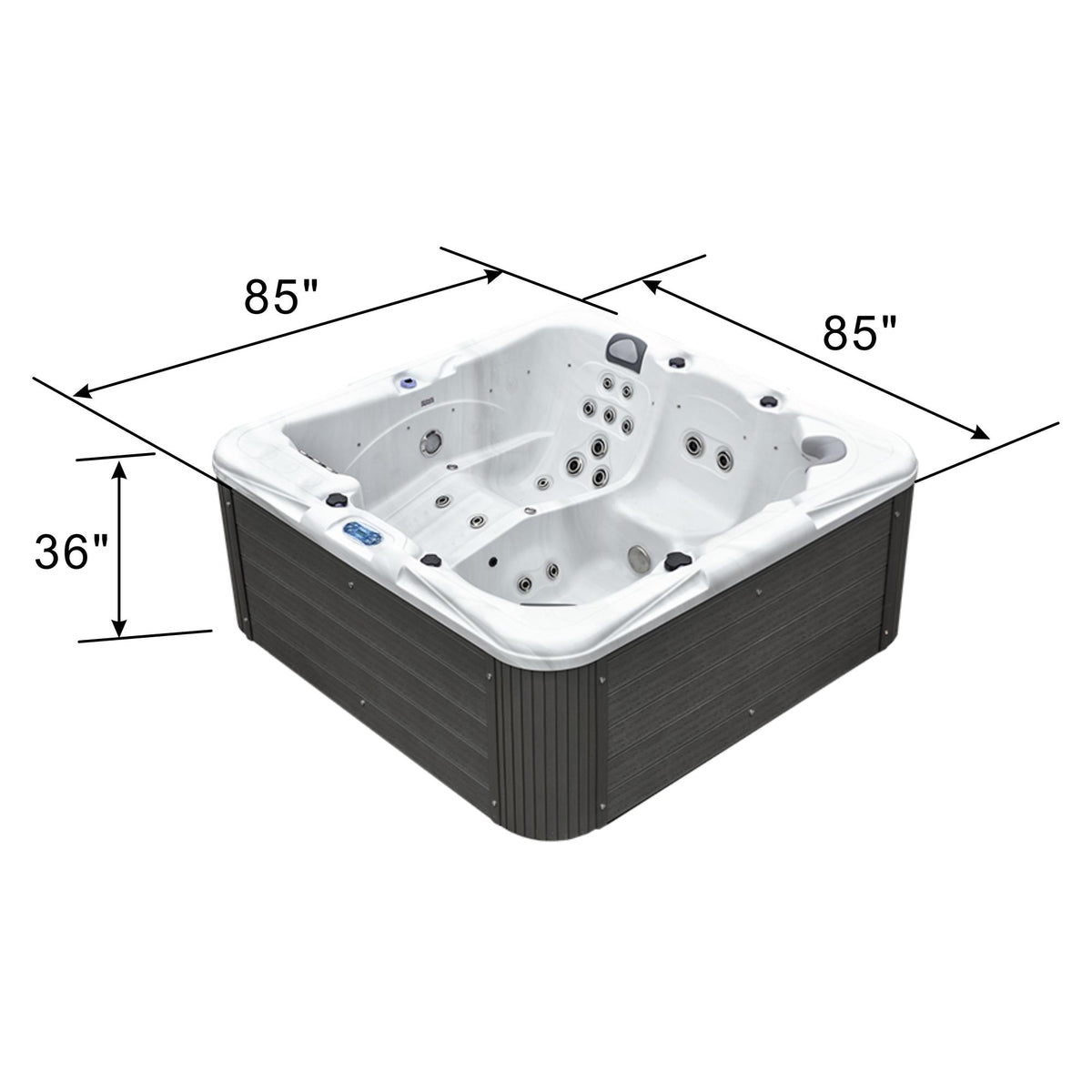 85" × 85" 6-Person Outdoor Hot Tub Spa with 51 Jets & Dual 3HP Pumps