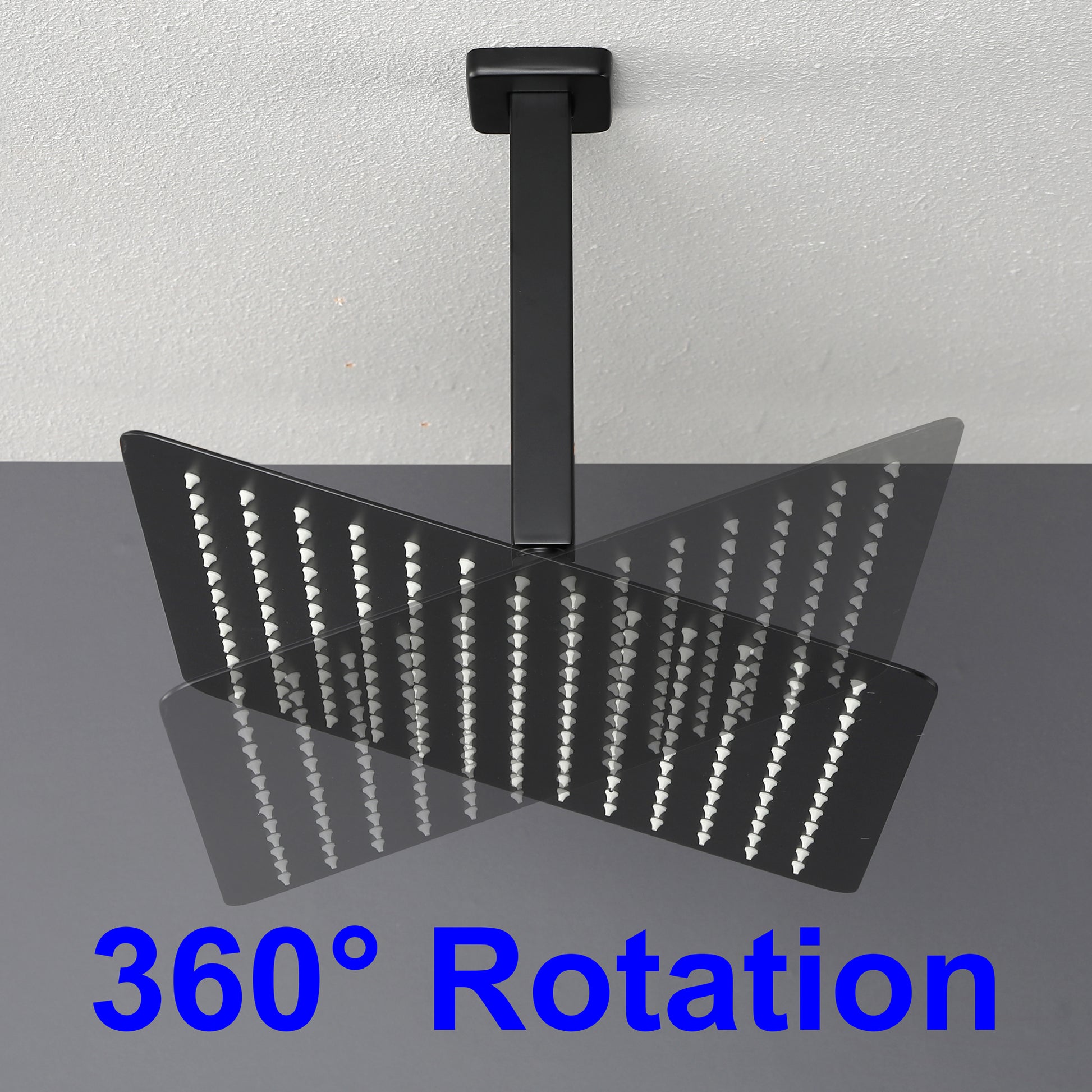 12" Ceiling Mount Dual Shower Heads with Valve Included in Matte Black