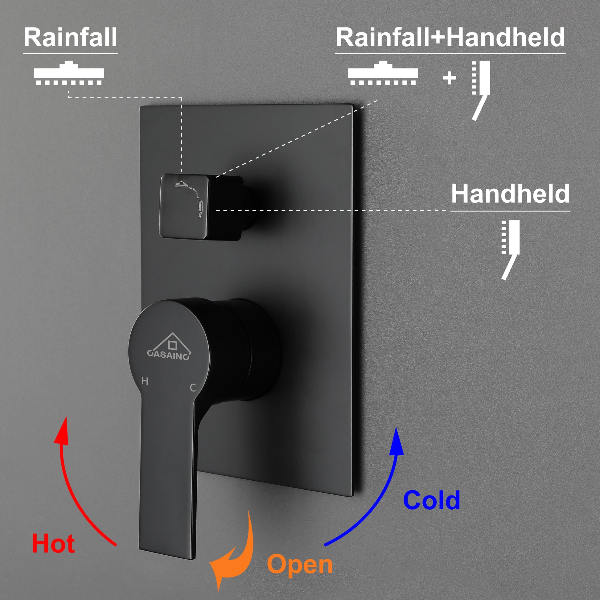 12" Ceiling Mount Dual Shower Heads with Valve Included in Matte Black