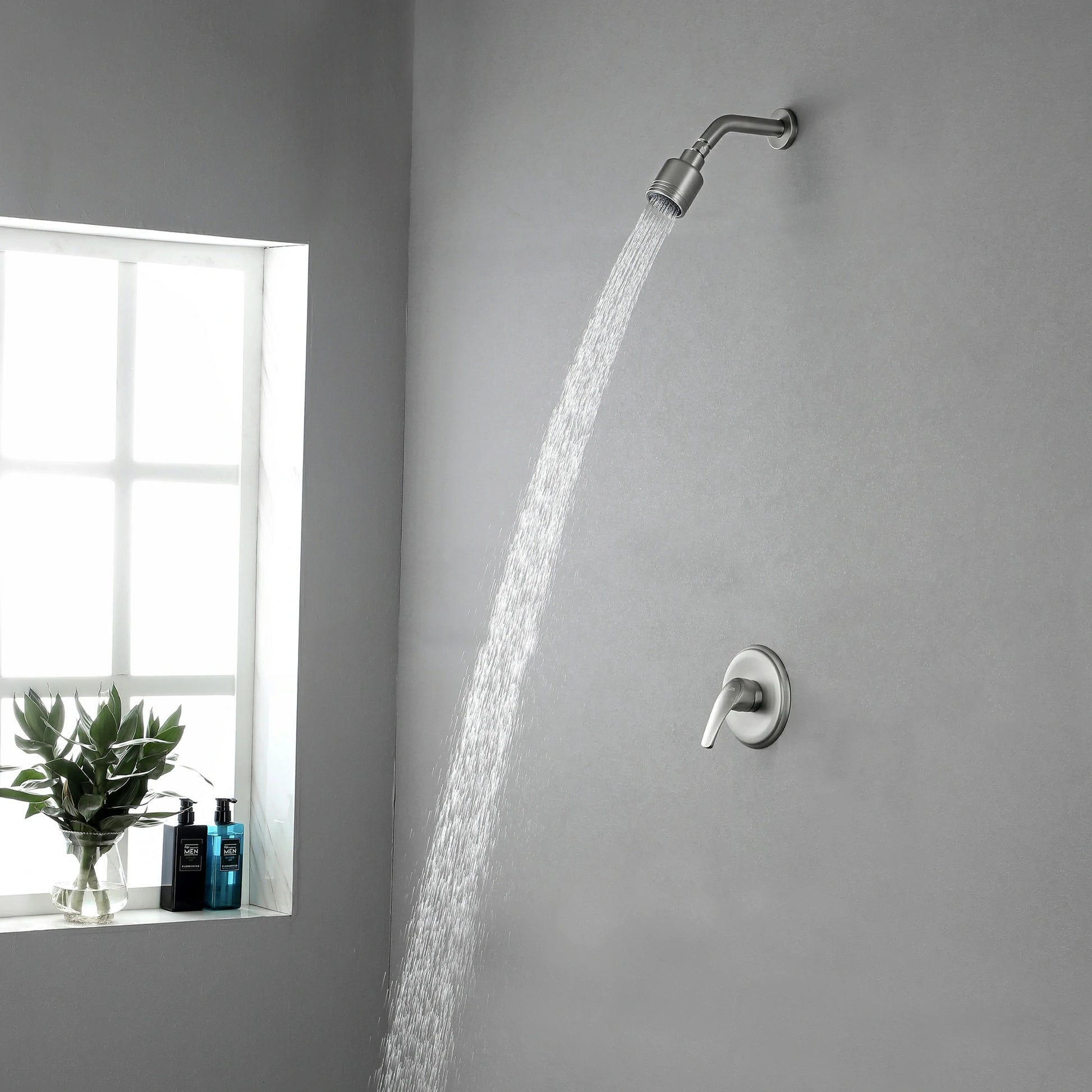 Wall Mount Rain Fixed Shower Head with Single Lever Handle