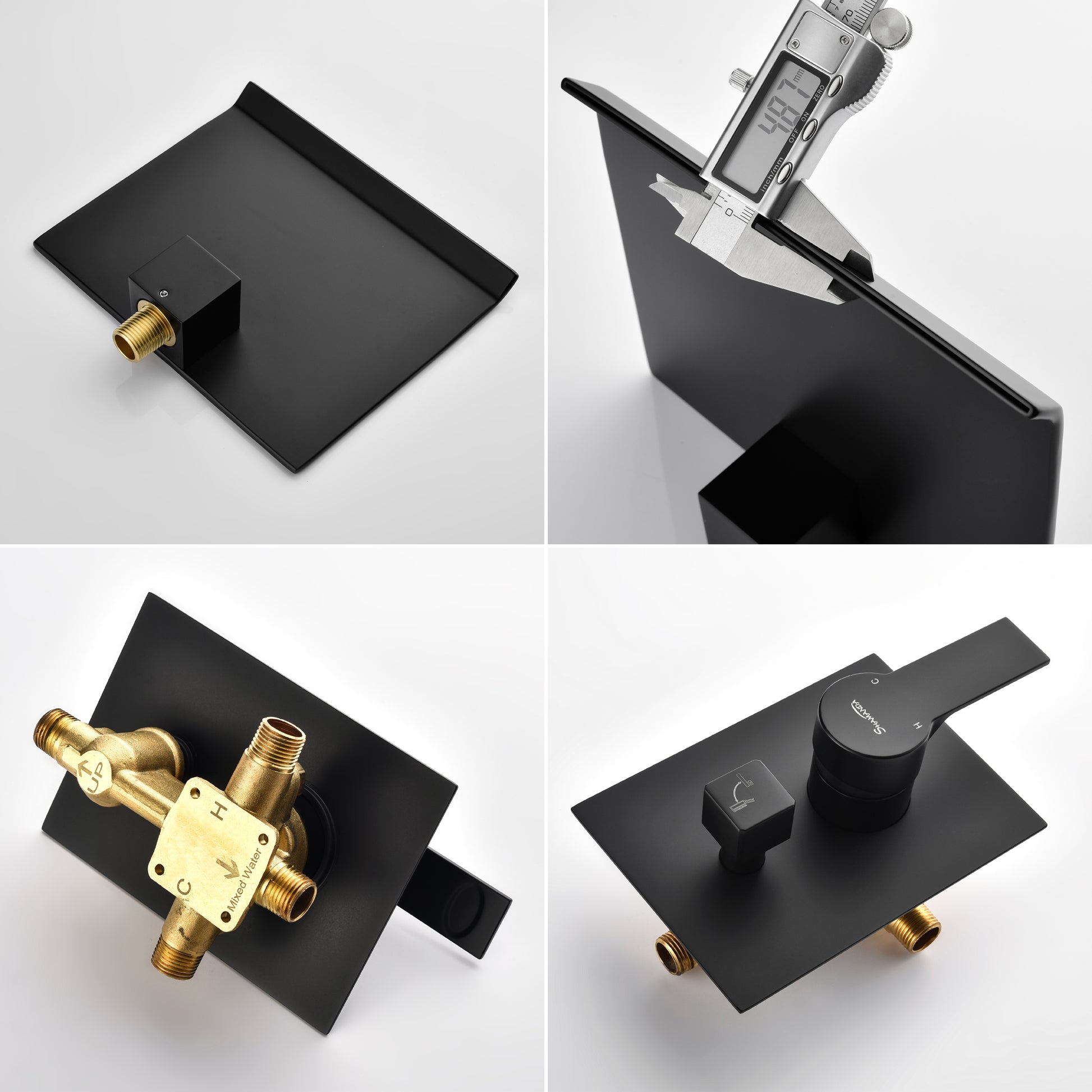 Wall Mount Tub Filler with Handheld Shower in Matte Black