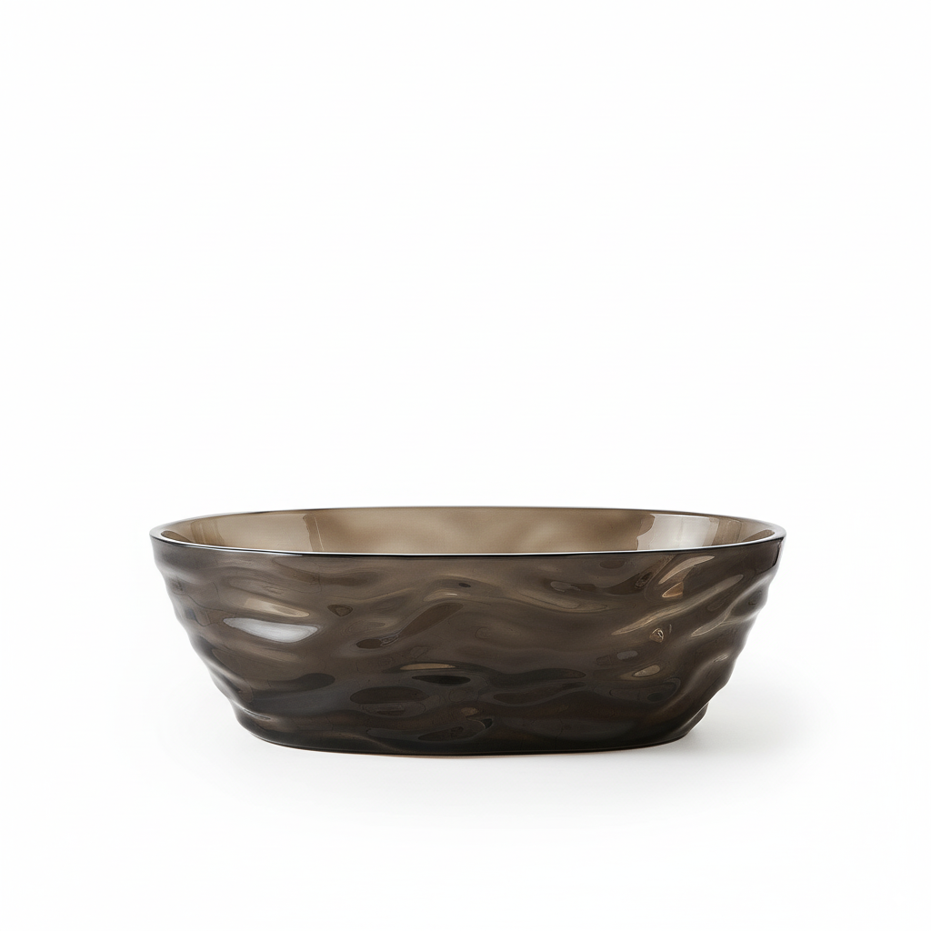 67" Contemporary Pure Resin Freestanding Soaking Bathtub with Wave Texture