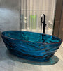 67" Contemporary Pure Resin Freestanding Soaking Bathtub with Wave Texture