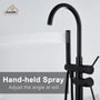 CASAINC Double-Handles Floor-Mount Freestanding Tub Filler with Handshower