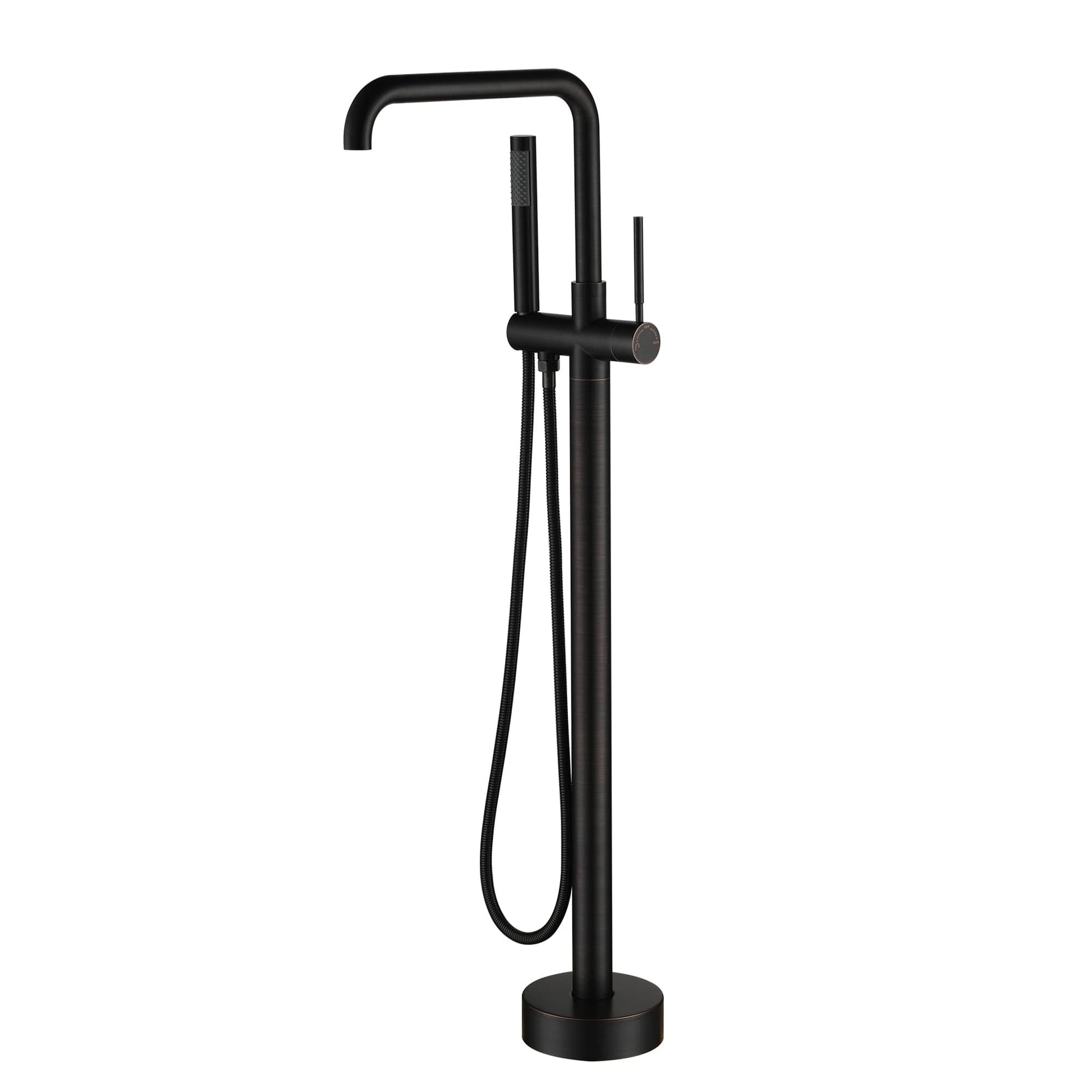 Single-Handle Freestanding Floor-Mounted Roman Bathtub Faucet with Hand Shower