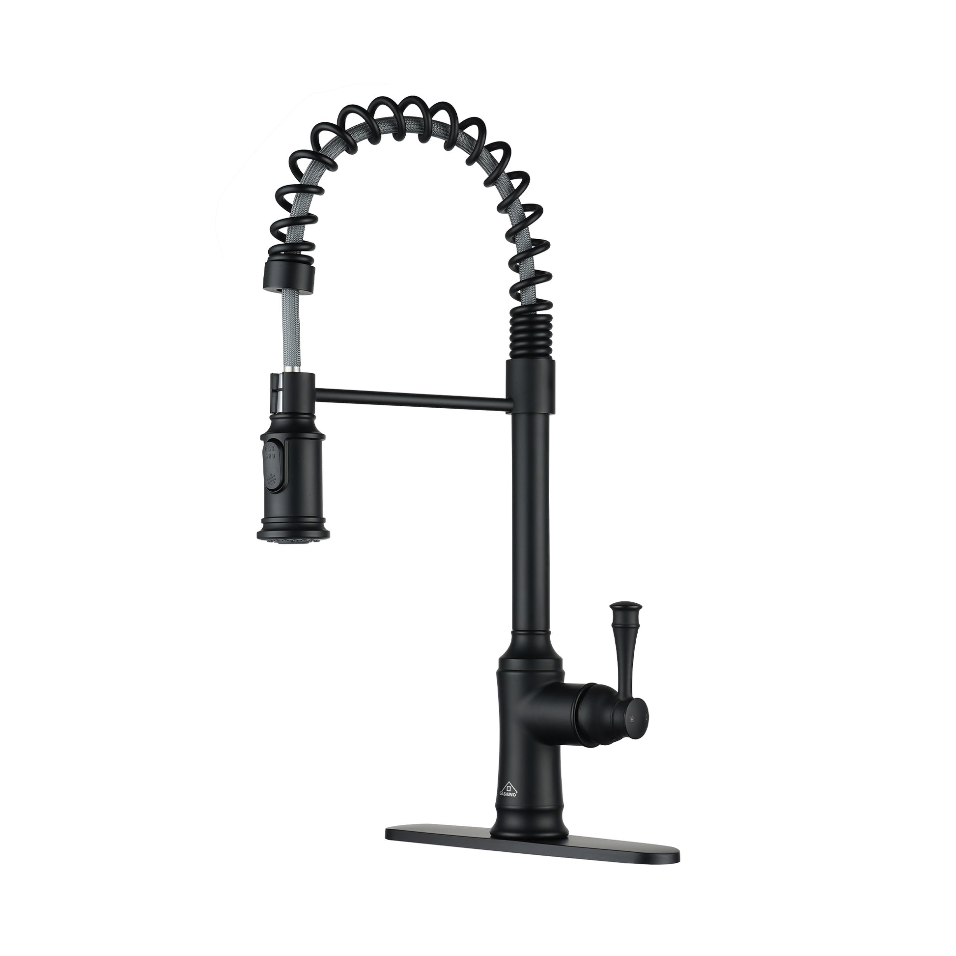 CASAINC CASAINC Single-Handle Spring Pull-Out Kitchen Faucet in Brushed Nickel/Matte Black/Matte White/Brushed Gold