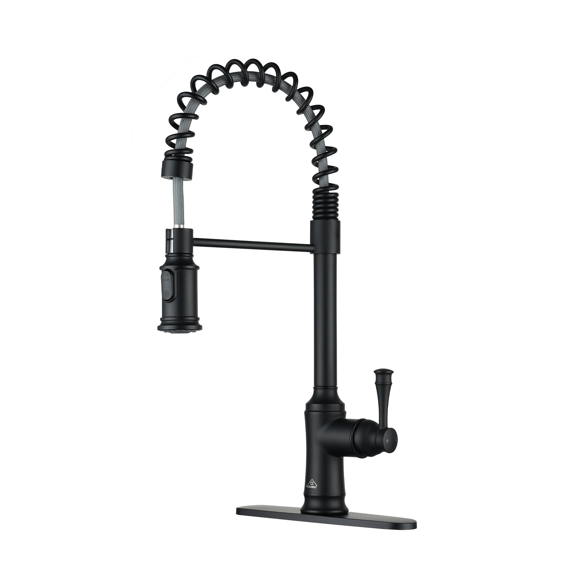 CASAINC CASAINC Single-Handle Spring Pull-Out Kitchen Faucet in Brushed Nickel/Matte Black/Matte White/Brushed Gold