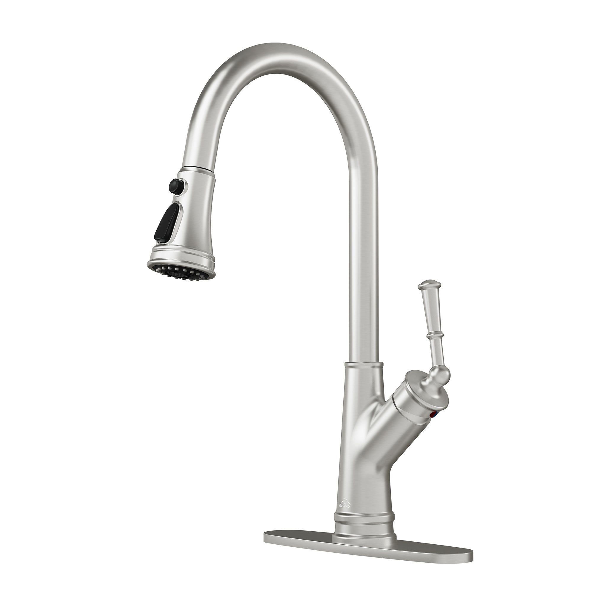 CASAINC Single-Handle Kitchen Faucet with Pull-Out Sprayer in Brushed Nickel/Matte Black/Matte White/Brushed Gold
