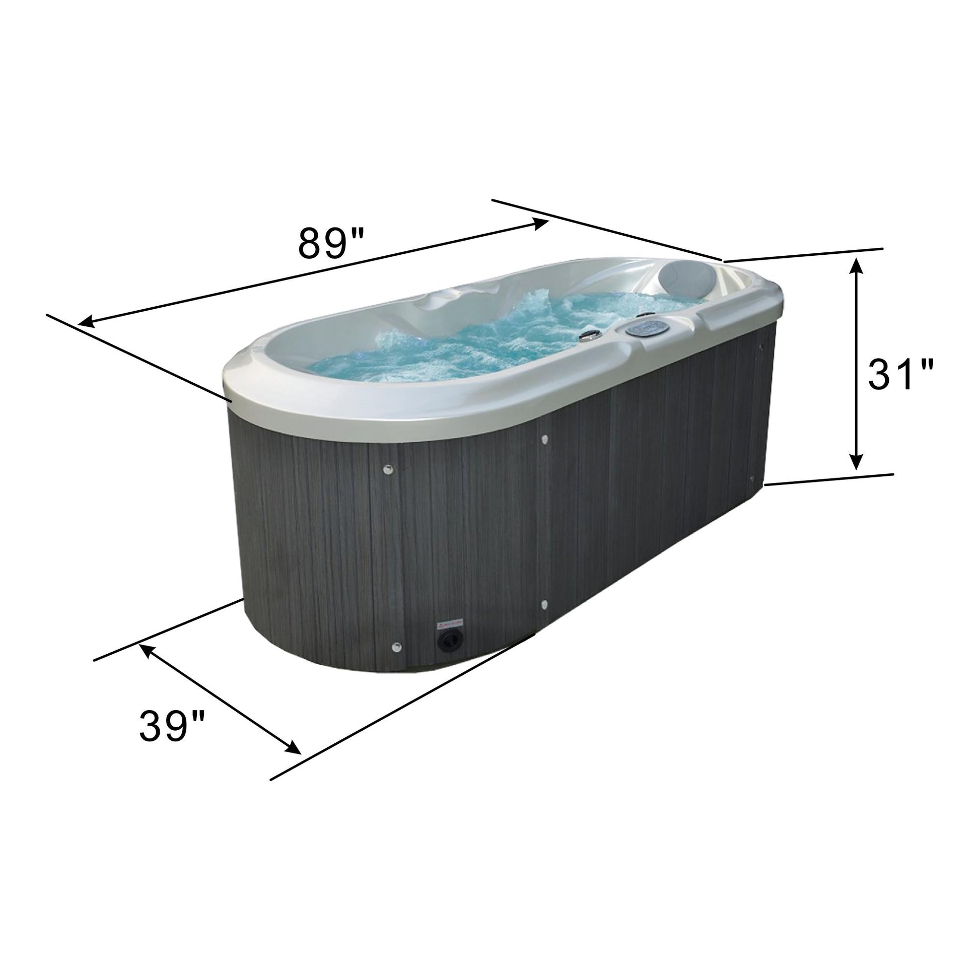 89" × 39" 2-Person Outdoor Hot Tub Spa with 33 Jets & 3HP Pump