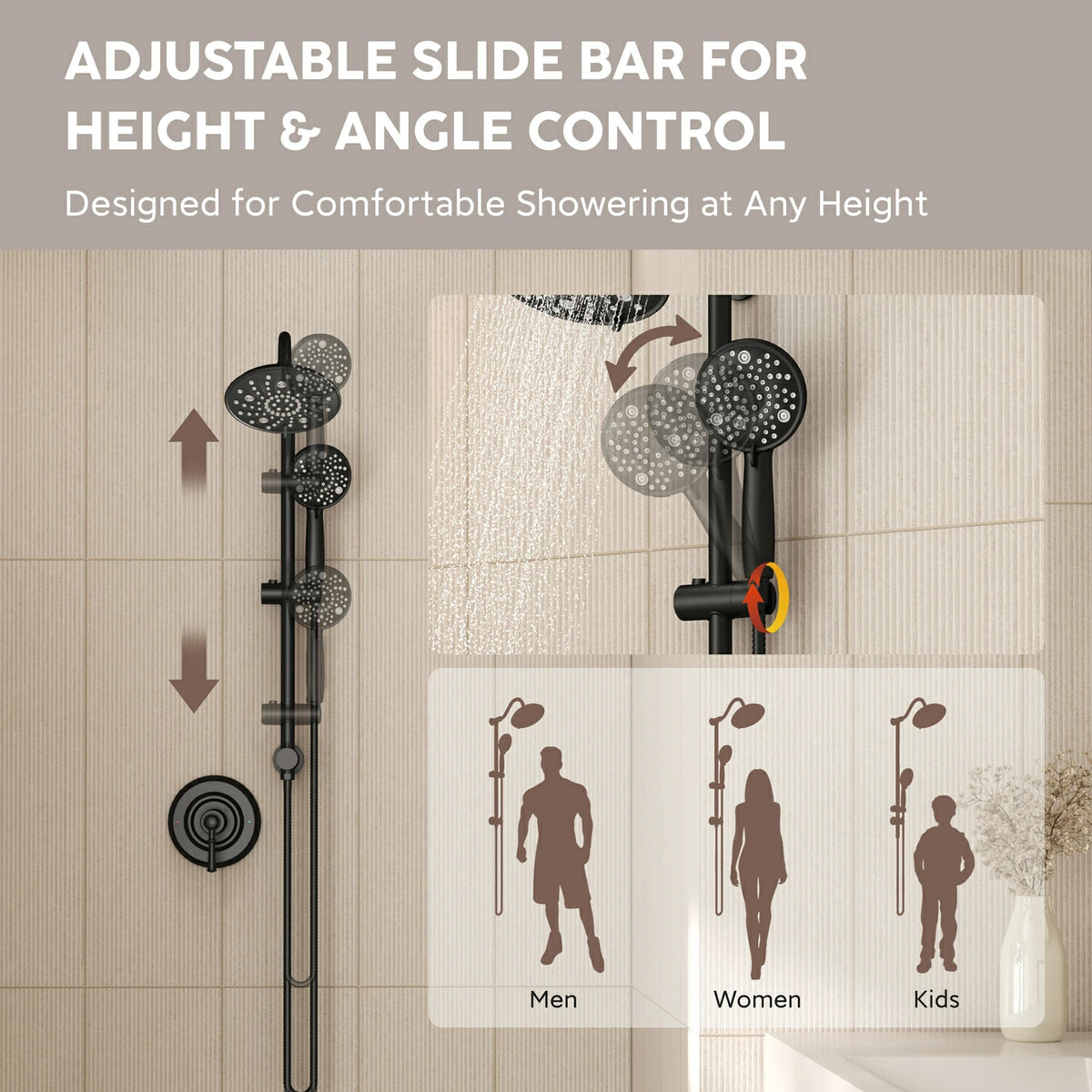 8 Inch Modern 7 Function Shower Head with Metal Ball Head