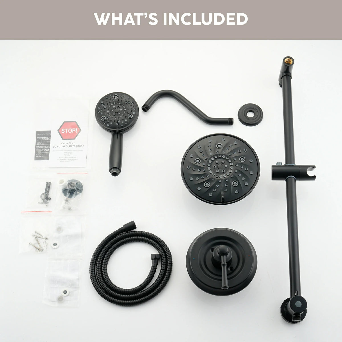 8 Inch Modern 7 Function Shower Head with Metal Ball Head