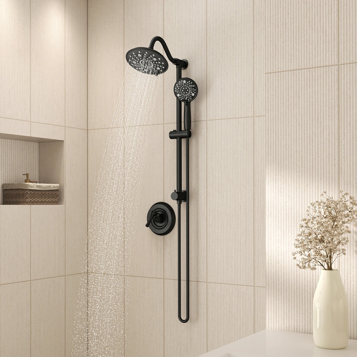 8 Inch Modern 7 Function Shower Head with Metal Ball Head