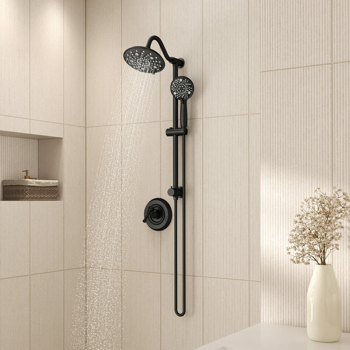 8 Inch Modern 7 Function Shower Head with Metal Ball Head