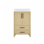 24"/36" Single Sink Bathroom Vanity with Light Natural Wood & Marble Top