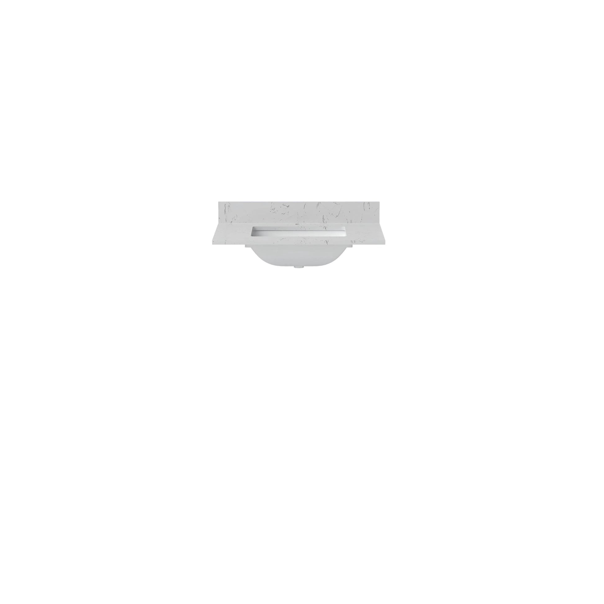 30"/36"/48"/72" Freestanding Bathroom Vanity with White Marble-Pattern Artificial Stone Top