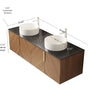 30 in. / 60 in. Floating Bathroom Vanity with Black Sintered Stone Top and Round Ceramic Vessel Sink, Brown Oak Woodgrain