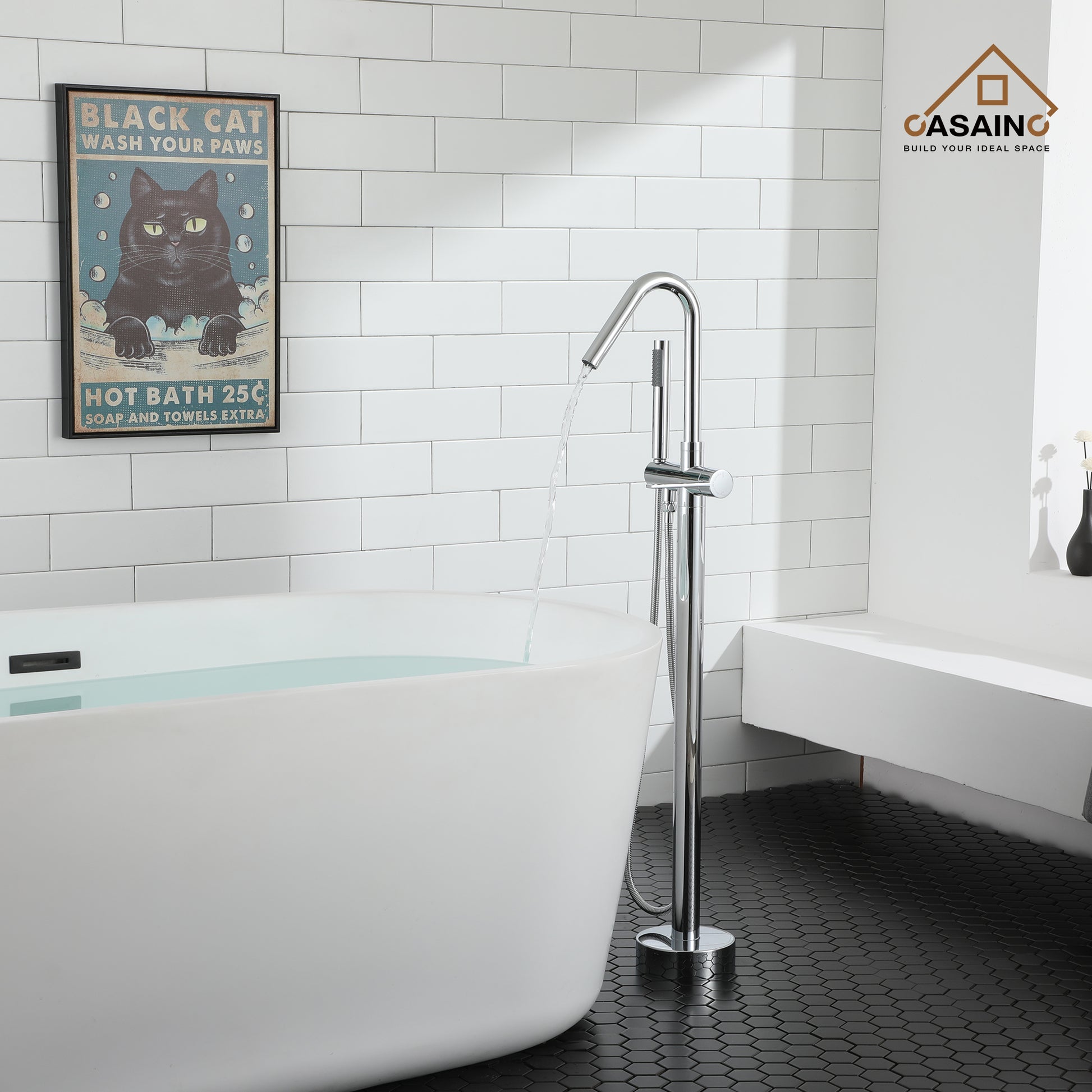 Freestanding Single-Handle Bathtub Faucet with Hand Shower
