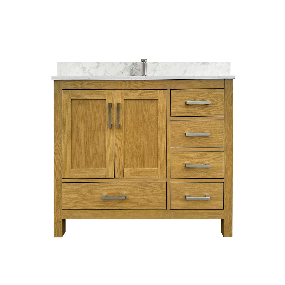 42"/55"/60"/72"/84" Warm Oak Freestanding Bathroom Vanity with Solid Wood Construction