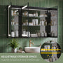 47"x36" 3 Doors Bathroom Medicine Cabinet with Anti Fog LED Mirrors