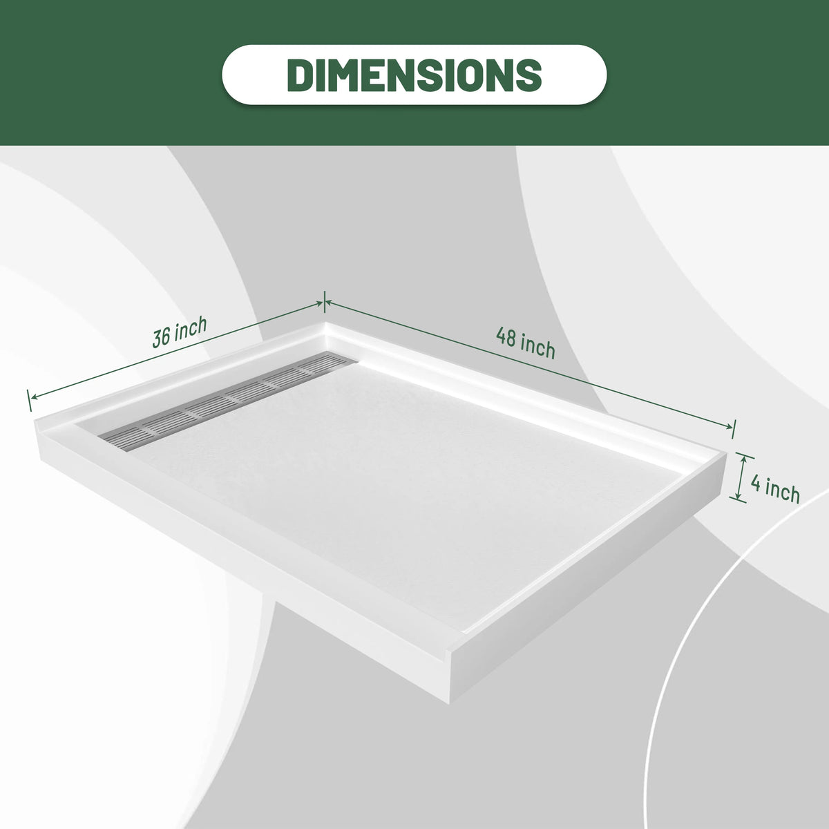 48"/60"x36"/32" Matte White Solid Composite Stone Shower Base with Anti-Slip Textured