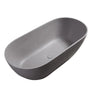 59" Matte Gray Solid Surface Freestanding Soaking Bathtub with Overflow & Pop-Up Drain
