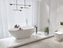 59" Matte White Egg-Shaped Stone Resin Freestanding Soaking Tub, cUPC Certified