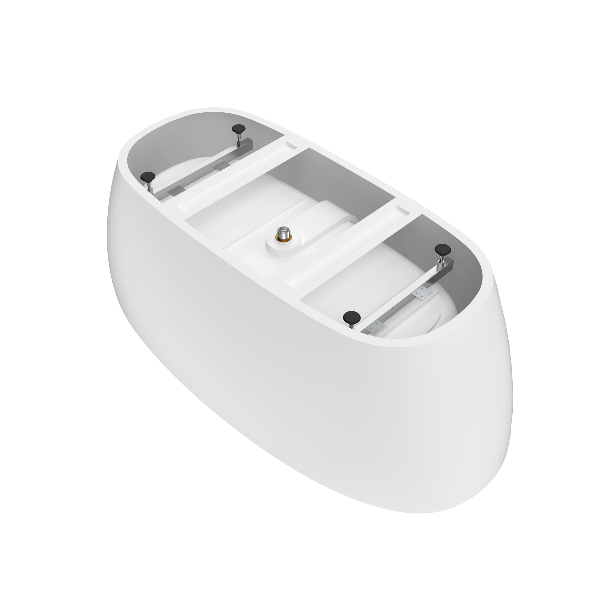 59 in./67 in. Glossy White Acrylic Freestanding Soaking Bathtub with Faucet Deck, Overflow and Adjustable Feet