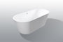 59 in. Acrylic Freestanding Soaking Bathtub with Toe-Tap Drain in Glossy White/Black