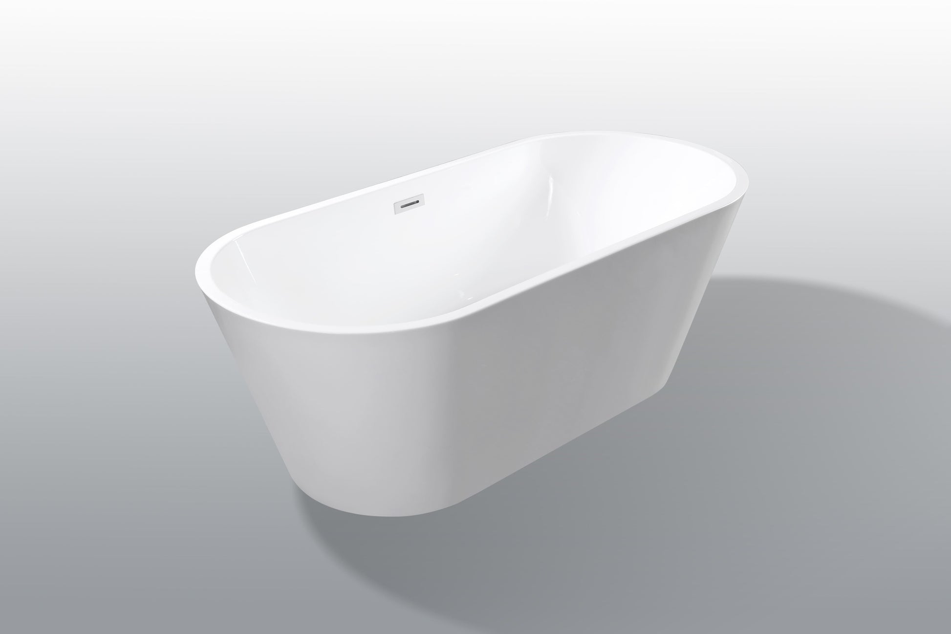 59 in. Acrylic Freestanding Soaking Bathtub with Toe-Tap Drain in Glossy White/Black