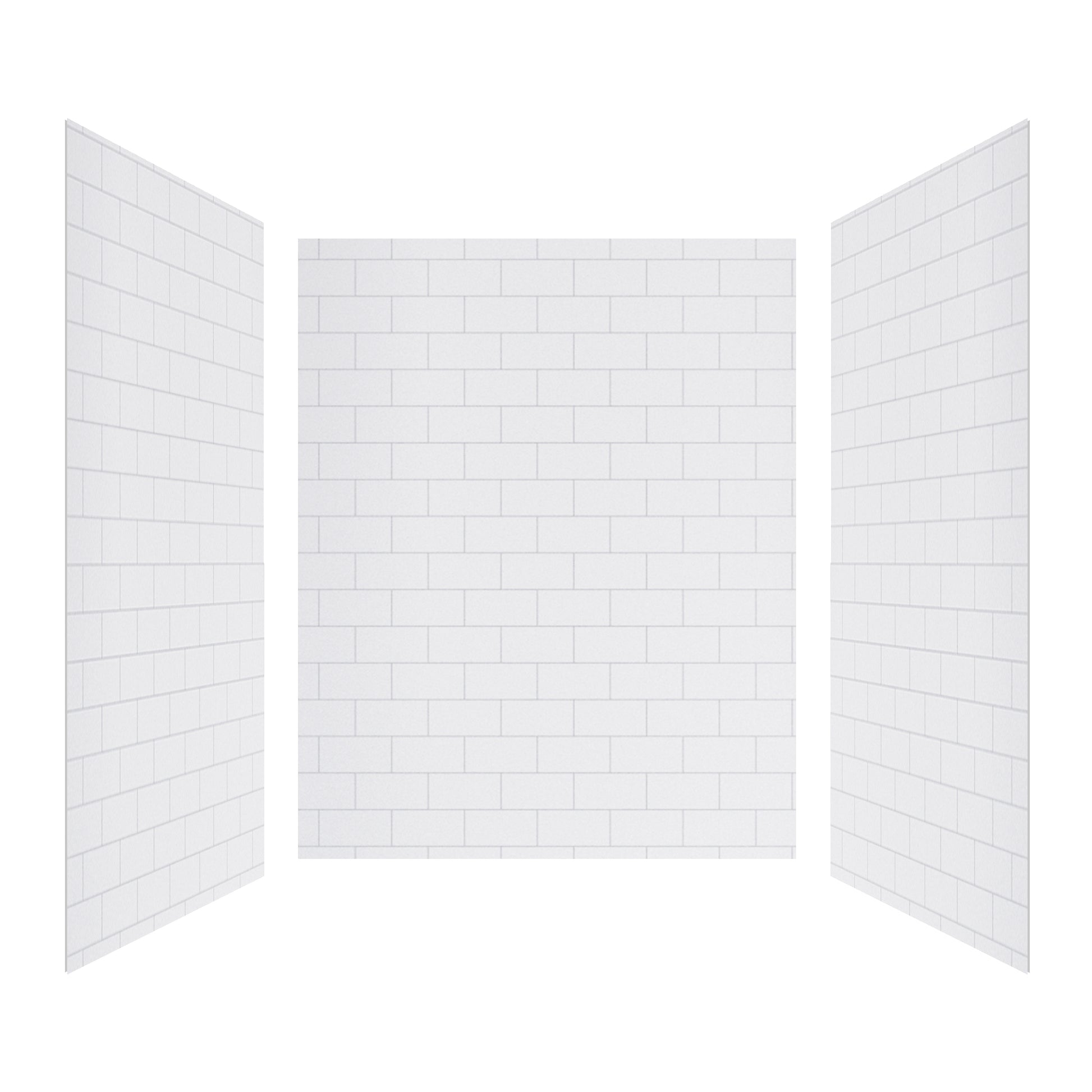 60"x32"x96" SMC Shower Wall Panel Kit with Small Subway Tile Pattern with Matte White / Glossy White Finish