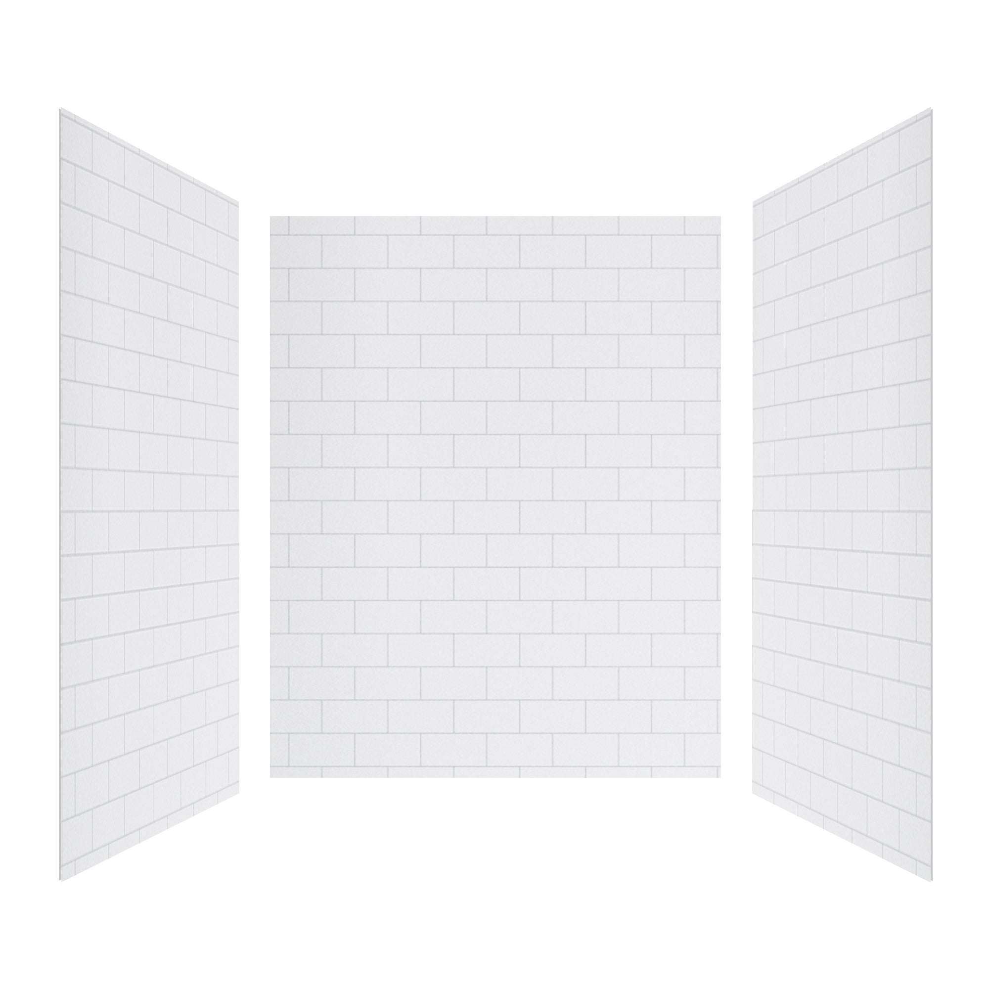 60"x32"x96" SMC Shower Wall Panel Kit with Small Subway Tile Pattern with Matte White / Glossy White Finish