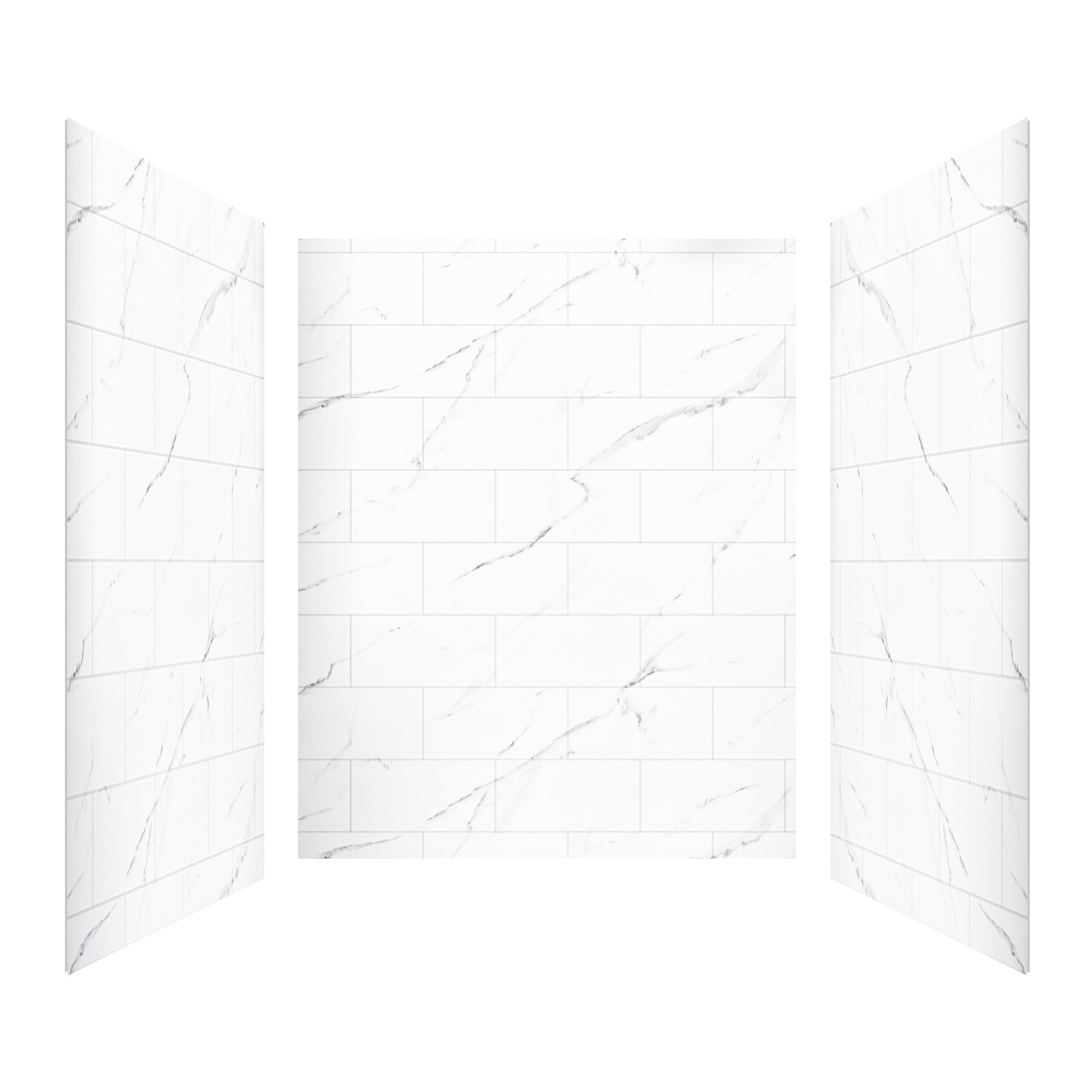 60"x36"x96" SMC Shower Wall Panel Kit with Medium Subway Tile Pattern with Calacatta Matte Finish