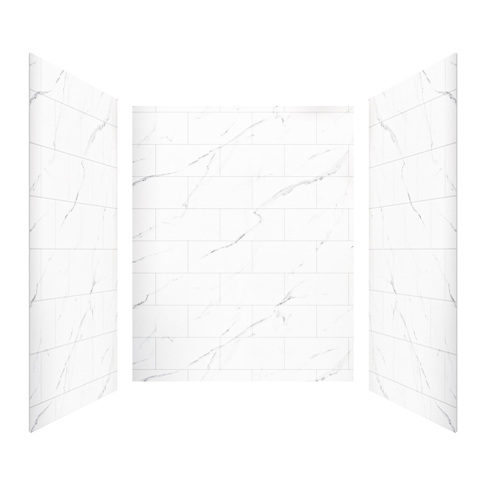 60"x36"x96" SMC Shower Wall Panel Kit with Medium Subway Tile Pattern with Calacatta Matte Finish
