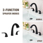 8" Matte Black Pull-Down Widespread Bathroom Faucet