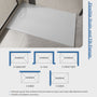 Curbless SMC Shower Base with Flamed Rock Slip-Resistant Surface, Reversible Drain